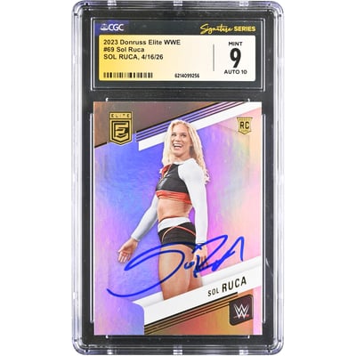 Sol Ruca WWE Autographed 2023 Donruss Elite #69 CGC Fanatics Witnessed Authenticated 9/10 Rookie Card