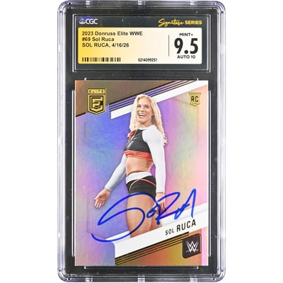Sol Ruca WWE Autographed 2023 Donruss Elite #69 CGC Fanatics Witnessed Authenticated 9.5/10 Rookie Card