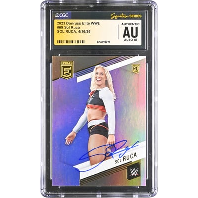 Sol Ruca WWE Autographed 2023 Donruss Elite #69 CGC Fanatics Witnessed Authenticated AUTO 10 Rookie Card