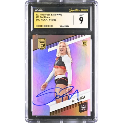 Sol Ruca WWE Autographed 2023 Donruss Elite #69 CGC Fanatics Witnessed Authenticated MINT 9 Rookie Card