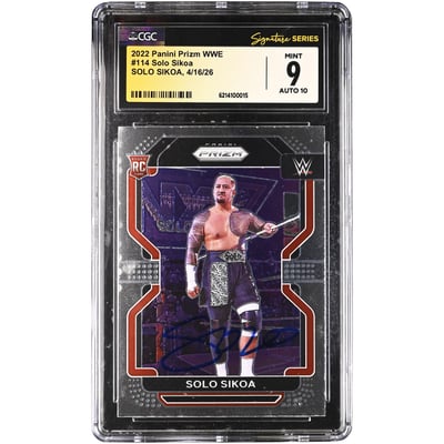Solo Sikoa WWE Autographed 2022 Panini Prizm #114 CGC Fanatics Witnessed Authenticated 9/10 Rookie Card