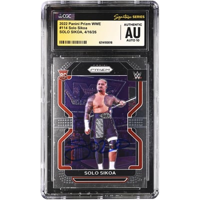Solo Sikoa WWE Autographed 2022 Panini Prizm #114 CGC Fanatics Witnessed Authenticated AUTO 10 Rookie Card