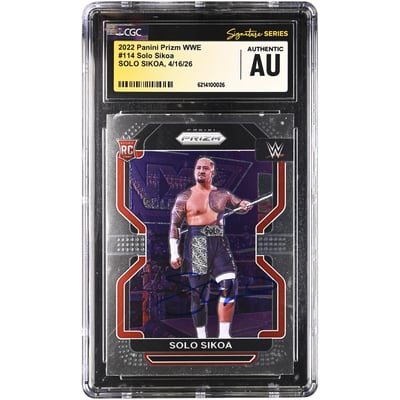 Solo Sikoa WWE Autographed 2022 Panini Prizm #114 CGC Fanatics Witnessed Authenticated Rookie Card