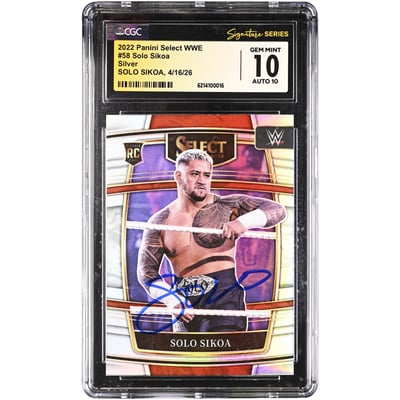 Solo Sikoa WWE Autographed 2022 Panini Select Silver #58 CGC Fanatics Witnessed Authenticated 10/10 Rookie Card