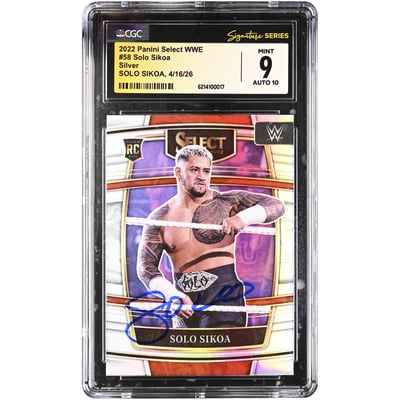 Solo Sikoa WWE Autographed 2022 Panini Select Silver #58 CGC Fanatics Witnessed Authenticated 9/10 Rookie Card