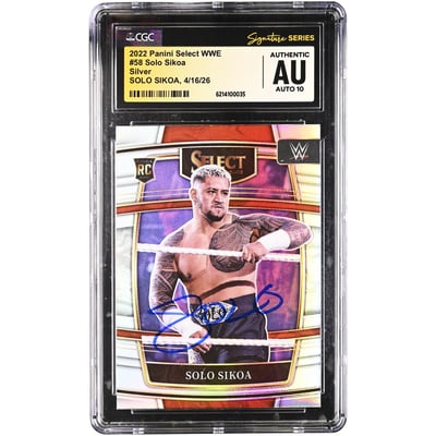 Solo Sikoa WWE Autographed 2022 Panini Select Silver #58 CGC Fanatics Witnessed Authenticated AUTO 10 Rookie Card