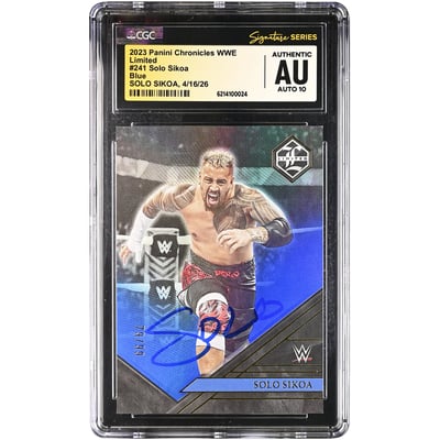 Solo Sikoa WWE Autographed 2023 Panini Chronicles Limited Blue #241 #/99 CGC Fanatics Witnessed Authenticated AUTO 10 Card