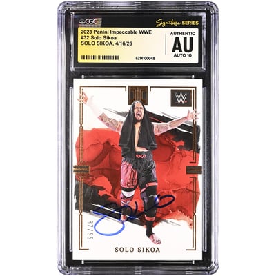 Solo Sikoa WWE Autographed 2023 Panini Impeccable #32 #/99 CGC Fanatics Witnessed Authenticated AUTO 10 Card