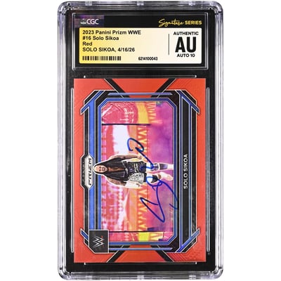 Solo Sikoa WWE Autographed 2023 Panini Prizm Red #16 #/299 CGC Fanatics Witnessed Authenticated AUTO 10 Card