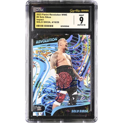 Solo Sikoa WWE Autographed 2023 Panini Revolution Impact #4 #/199 CGC Fanatics Witnessed Authenticated 9/10 Card