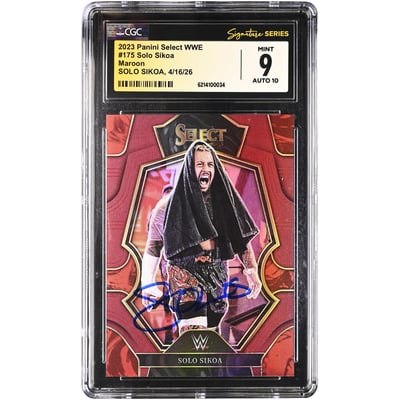 Solo Sikoa WWE Autographed 2023 Panini Select Maroon #175 #/149 CGC Fanatics Witnessed Authenticated 9/10 Card