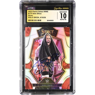 Solo Sikoa WWE Autographed 2023 Panini Select Silver #175 CGC Fanatics Witnessed Authenticated 10/10 Card