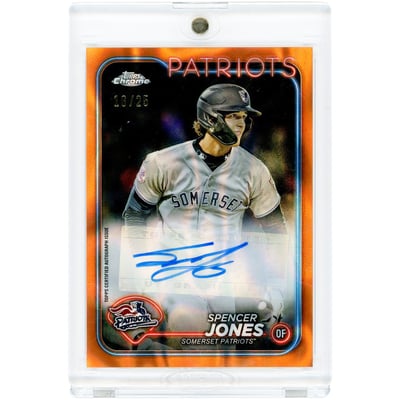 Spencer Jones Somerset Patriots Autographed 2024 Topps Pro Debut Chrome Orange Lava Refractor #PDC-165 #16/25 Card