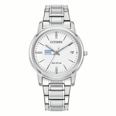 Sonoma State Seawolves Citizen Watch Women's Eco-Drive White Dial Stainless Steel Watch - Silver
