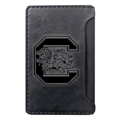 South Carolina Gamecocks Debossed Faux Leather Phone Wallet Sleeve - Black