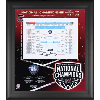 Dawn Staley South Carolina Gamecocks Autographed Fanatics Authentic 2024 NCAA Women's Basketball National Champions Framed 15" x 17" Bracket Collage 