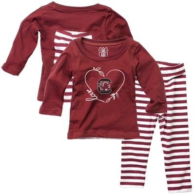 South Carolina Gamecocks Wes & Willy Girls Infant Long Sleeve Top and Pant Set - Garnet
