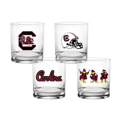  South Carolina Gamecocks Indigo Falls Core 4-Pack Collectors Rocks Glass Set