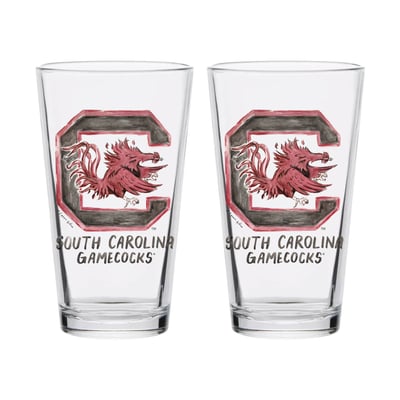  South Carolina Gamecocks Indigo Falls Laura Wilcox Mascot Pint Glass Set of 2