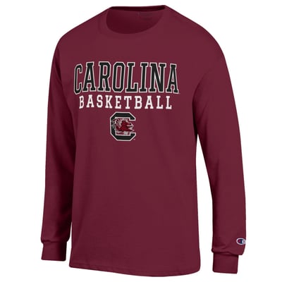 South Carolina Gamecocks Champion Basketball Stack Long Sleeve T-Shirt - Garnet