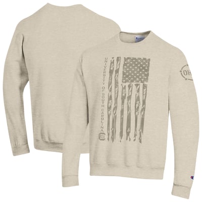  South Carolina Gamecocks Champion OHT Military Appreciation Flag Fleece Sweatshirt - Oatmeal