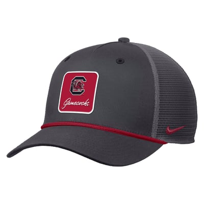  South Carolina Gamecocks Nike Primetime Logo Script Rise Rope Trucker Adjustable Hat - Anthracite