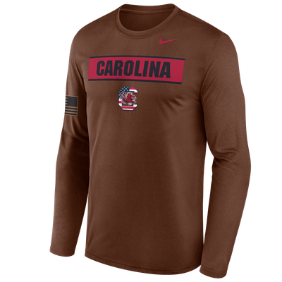 South Carolina Gamecocks Nike 2026 Military Appreciation Dri-FIT Long Sleeve T-Shirt - Brown
