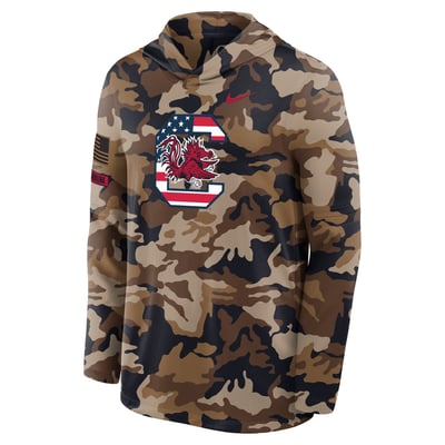 South Carolina Gamecocks Nike 2026 Military Appreciation Dri-FIT Hooded Long Sleeve T-Shirt - Camo