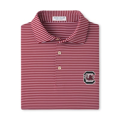  South Carolina Gamecocks Peter Millar Tiebreaker Performance Jersey Stripe Polo - Garnet