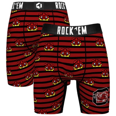  South Carolina Gamecocks Rock Em Mascot Stripes Boxer Briefs - Garnet