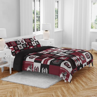 South Carolina Gamecocks Pegasus Patchwork Plaid Three-Piece Full/Queen Bed in a Bag Set
