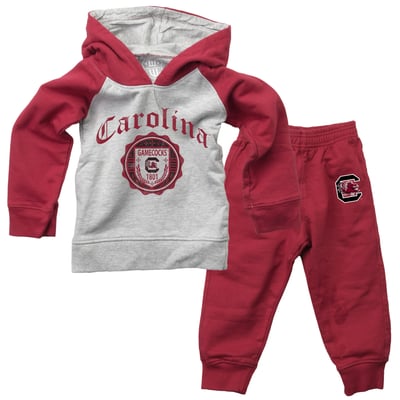 South Carolina Gamecocks Wes & Willy Toddler Raglan Hoodie & Sweatpants Set - Gray/Garnet