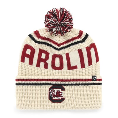  South Carolina Gamecocks '47 Unisex Quattrle Waffle Cuffed Knit Hat with Pom - Cream