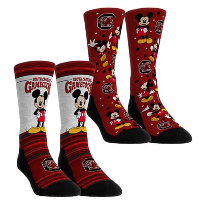  South Carolina Gamecocks Rock Em Unisex Mickey Mouse Two-Pack Crew Socks Set - Garnet