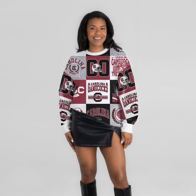  South Carolina Gamecocks Gameday Couture Women's Highlight Reel Patchwork Long Sleeve Pullover - Garnet
