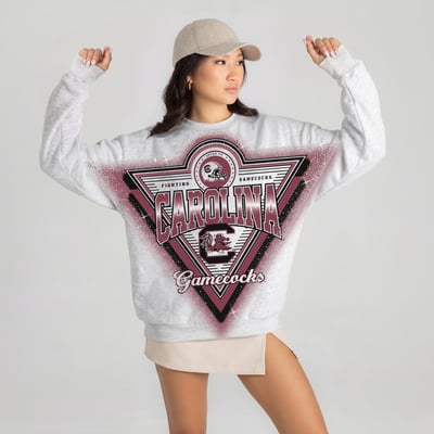 South Carolina Gamecocks Gameday Couture Women's Chasing Victory Rhinestone Spray Oversized Fleece Sweatshirt - Heather Gray
