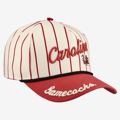 South Carolina Gamecocks Gameday Social Women's Pinstripe Script Five-Panel Rope Adjustable Hat - White