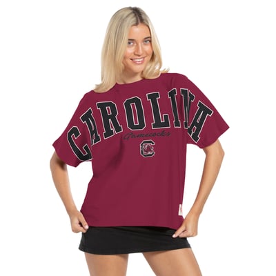  South Carolina Gamecocks Pressbox Women's Flannigan Oversized T-Shirt - Garnet