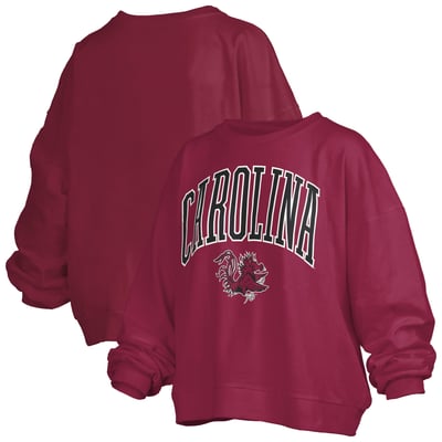 South Carolina Gamecocks Pressbox Women's Oversized Janise Arch Over Logo Fleece Sweatshirt - Garnet