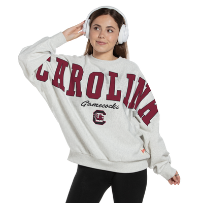 South Carolina Gamecocks Pressbox Women's Flannigan Oversized Fleece Sweatshirt - Heather Gray