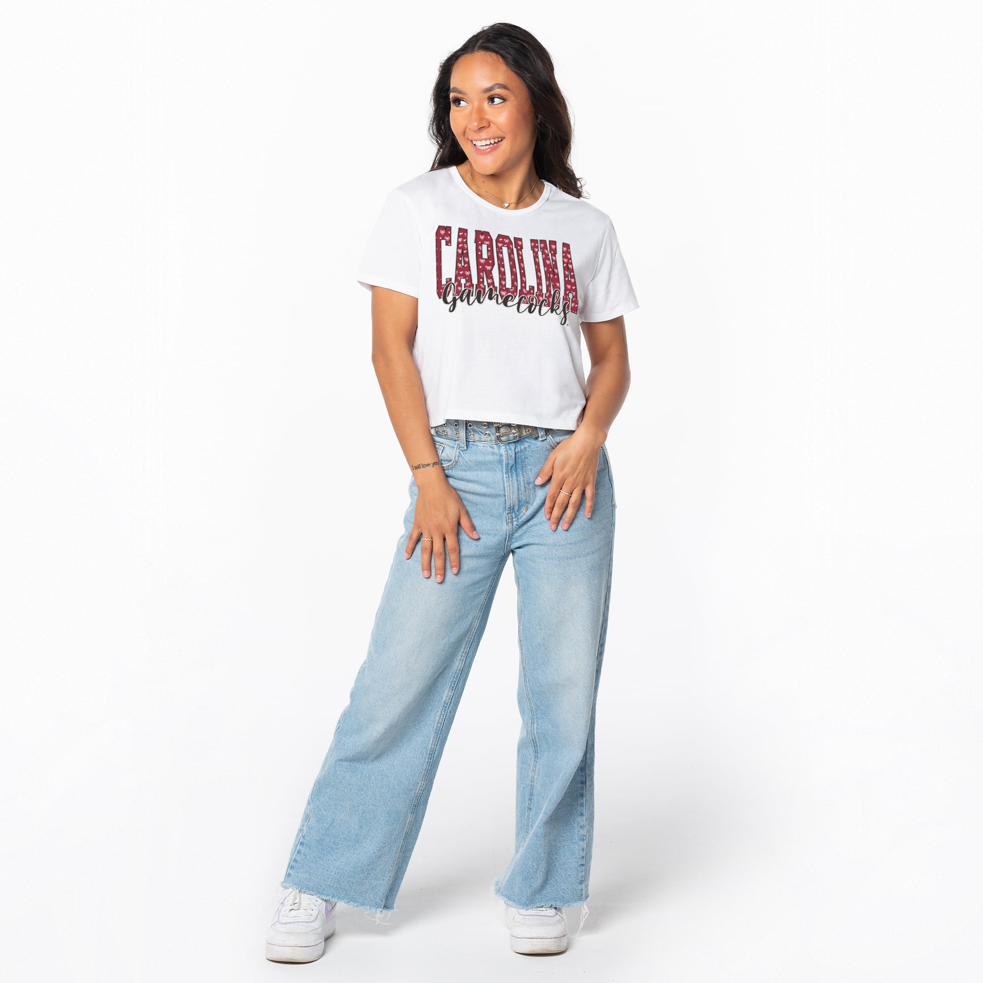 South Carolina Gamecocks ZooZatz Women's Cropped T-Shirt - White