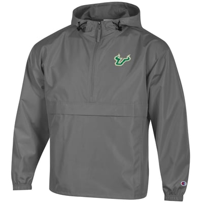 South Florida Bulls Champion Packable Half-Zip Hooded Jacket - Gray
