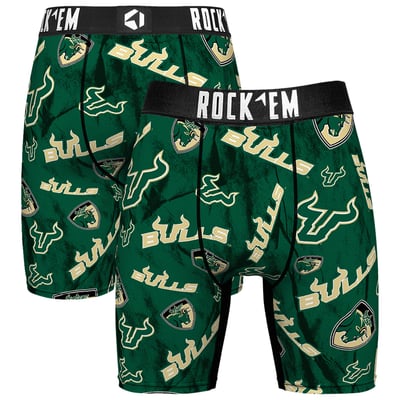  South Florida Bulls Rock Em All Over Logo Boxer Briefs - Green