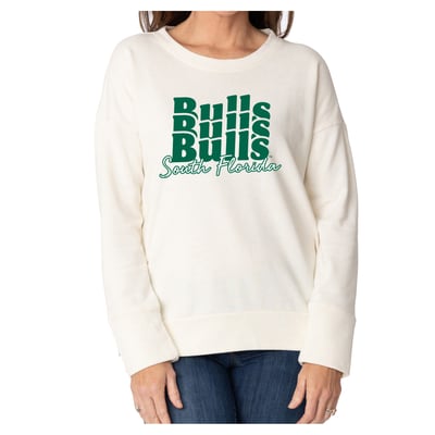 South Florida Bulls Flying Colors Apparel Women's Marly Side Split Sweatshirt - Cream
