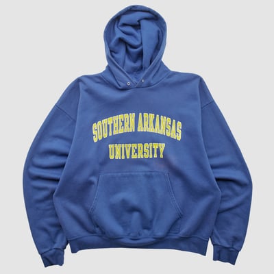 Southern Arkansas Muleriders Champion 2000s Hooded Pullover Sweatshirt - Blue - M by Fanatics Real Vintage