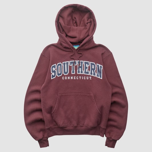 Southern Connecticut State Owls Champion 2010s Hooded Pullover Sweatshirt - Maroon - XXS by Fanatics Real Vintage