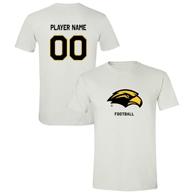  Southern Miss Golden Eagles Unisex Collegiate Football NIL Pick-A-Player Name & Number Shirsey T-Shirt - White