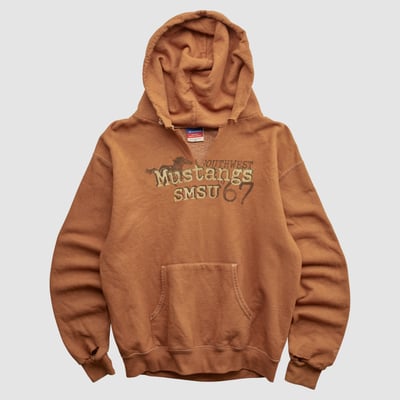 Southwest Minnesota State Mustangs Champion 2000s Hooded Pullover Sweatshirt - Clay - XS by Fanatics Real Vintage