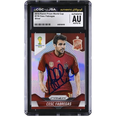 Cesc Fàbregas Spain National Team Autographed 2014 Panini Prizm World Cup Silver #176 CGC Authenticated AUTO 10 Card