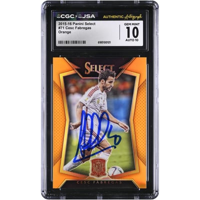 Cesc Fàbregas Spain National Team Autographed 2015-16 Panini Select Orange #71 #/149 CGC Authenticated 10/10 Card